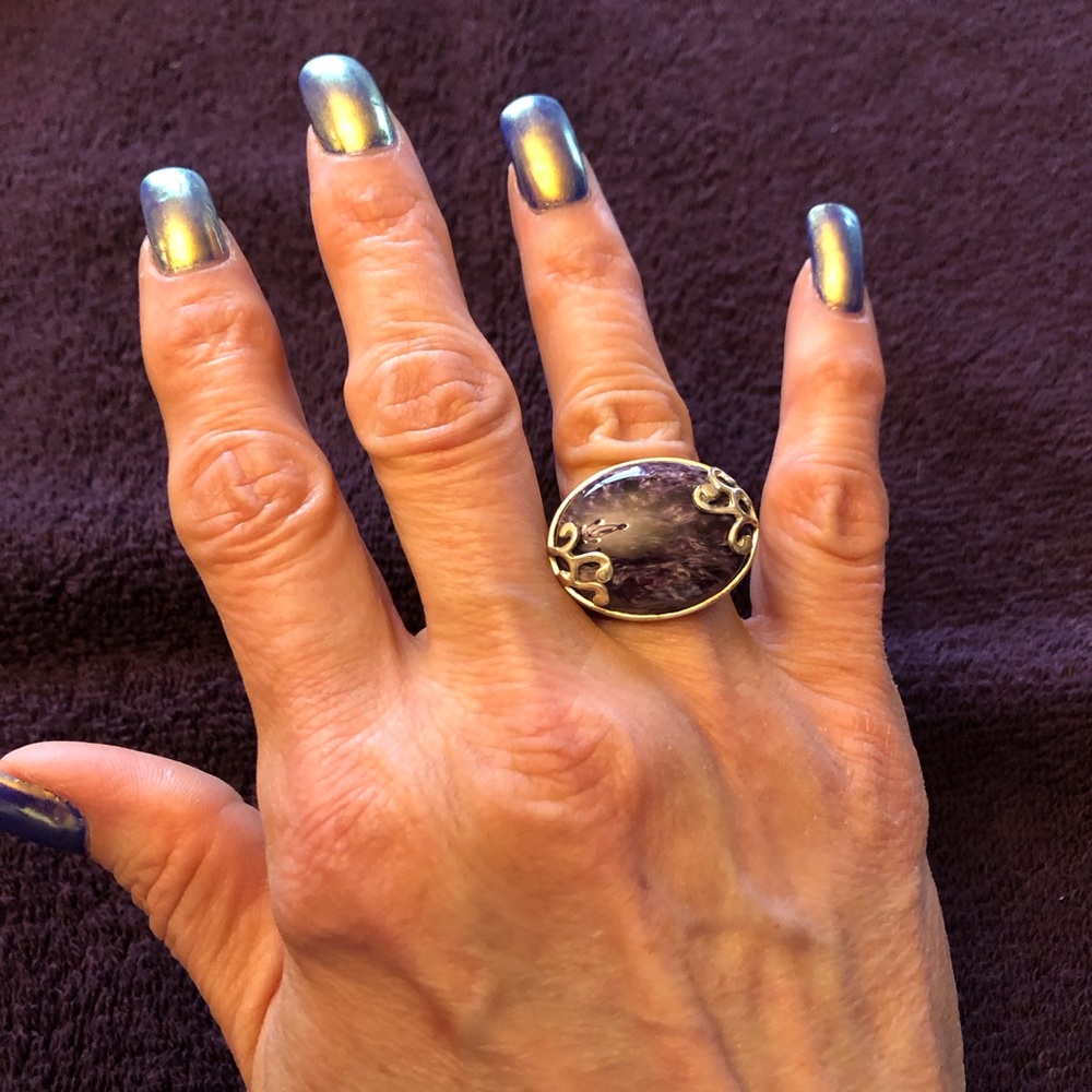 Silver and gemstone ring